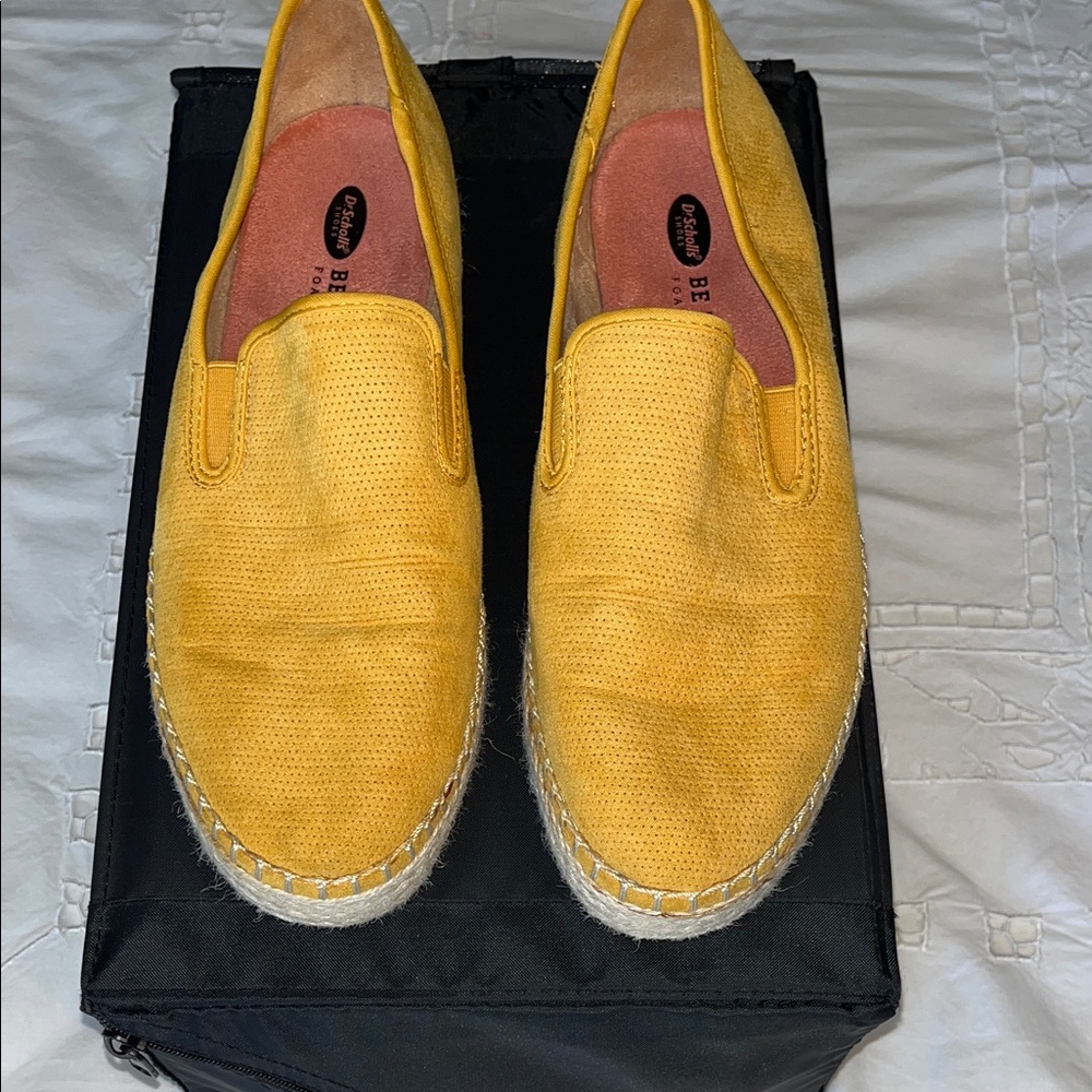 Dr. Scholl's Mustard Yellow suede Slip-On Loafers. 9.5. Energized technology.